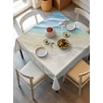 thumbnail image 6 of Blue Beach Coastal Table Cloth, Waterproof Tablecloth for Square Tables, Summer Ocean Nautical Seaside Reusable Washable Fabric Table Cover for Restaurant Kitchen Dining Tables 60"x60", 6 of 9
