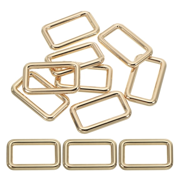 Uxcell lat Metal Rectangle Rings 1-1/4" / 32mm, 8 Pcs Square Loop Webbing Belt Buckle for Strap Keeper Light Golden