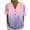 Pink, variant on Women's Ombre Short Sleeve T-Shirt V-Neck Button Front Tie Detail Top in Soft Linen-Cotton Blend, Loose Fit Casual Blouse