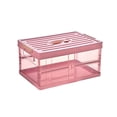 thumbnail image 2 of Car Trunk Storage Box Large Transparent Large Capacity Foldable PP Transparent Organizer Tidying Cargo Case Sundries Closet with Lid Handle 55L Pink, 2 of 8