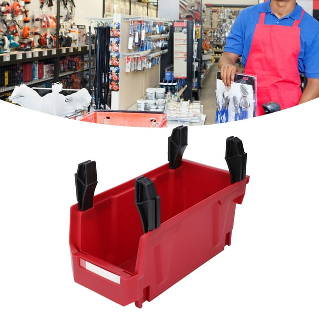 PP Material Large Opening Parts Storage Bin Back Hanging Tool Organizer 10.9 X 5.5 X 5in Vertical Assembly Wide Application