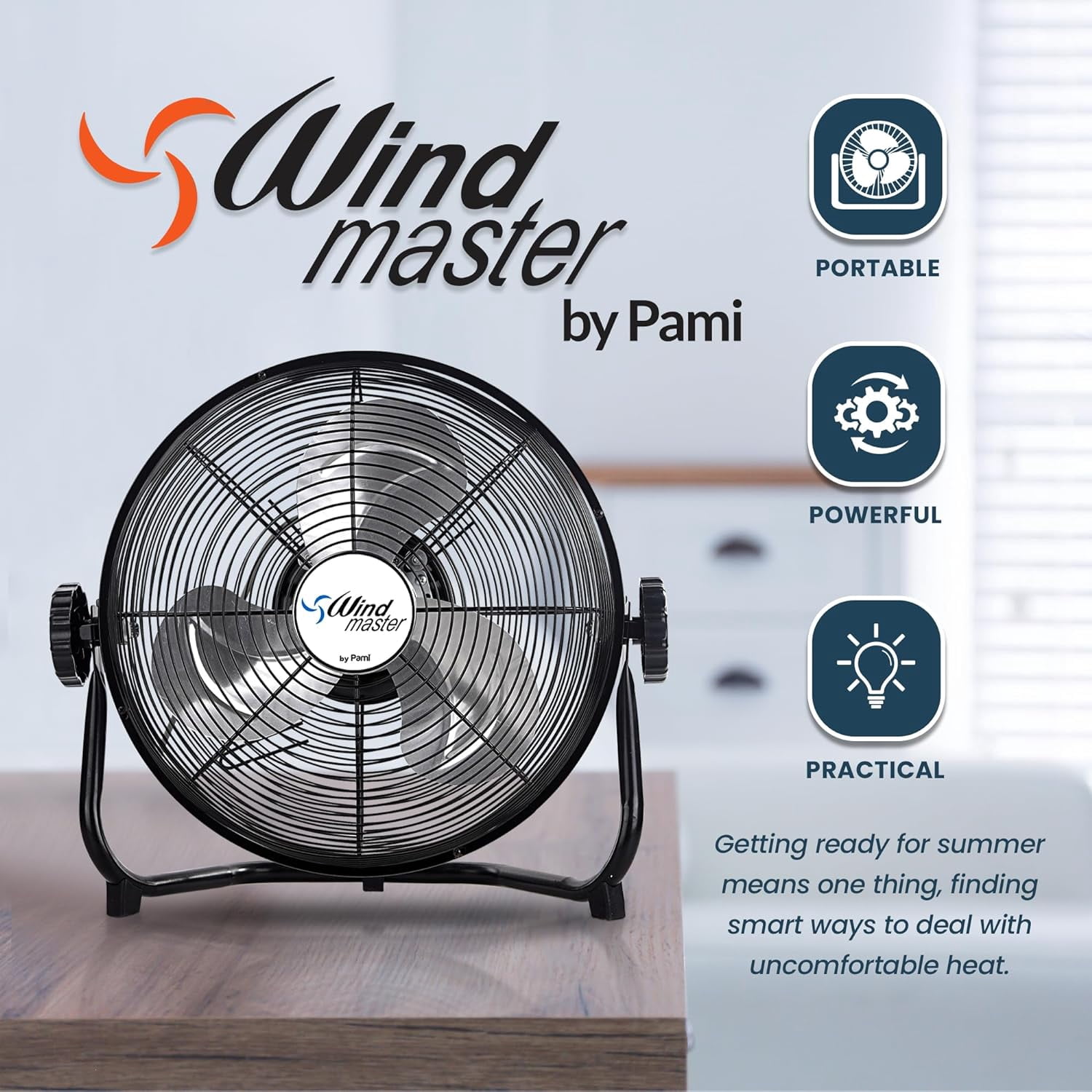 PAMI Floor Fan 18 inch Black – High-Velocity Metal Electric Fan with 3 Speeds & Adjustable Head Fans for Home & Office