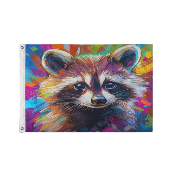 24x36 inch Garden Hanging Flag Square Double Sided Flag Garden Garage nd Patio Decorative Flag Colorful Cute Raccoon