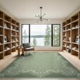 thumbnail image 2 of ODIKA 9'x12' Green Ornate Botanical Design Motif Washable Area Rug Elegant Striped with Intricate Border for Master Suite, California King, Under Bed, Non-Shedding, Easy Care, 2 of 7