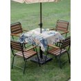thumbnail image 3 of Outdoor Tablecloth with Umbrella Hole & Zipper, Blue Jellyfish Coastal Square Tablecloth 54x54 Inch, Beach Starfish Nautical Coral Vintage Patio Table Cover Waterproof Table Cloth for Picnic/Party, 3 of 7