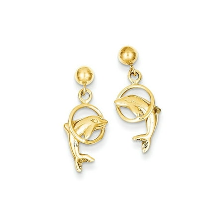 Yellow Gold Dolphin Animal - 14kt Yellow Gold Dolphin Post Stud Earrings Drop Dangle Animal Sea Life Fine Jewelry Ideal Gifts For Women Gift Set From Heart