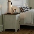 thumbnail image 2 of Tcbosik 13.7 inch Small Nightstand with Charging Station, Farmhouse Bedside Table with Door, Drawer and Shelf, Accent End Table for Home Office, Easy Assembly, Brown & White, 2 of 8