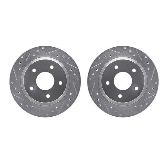 Dynamic Friction Company Front Brake Rotors-Drilled and Slotted-Silver 7002-47031