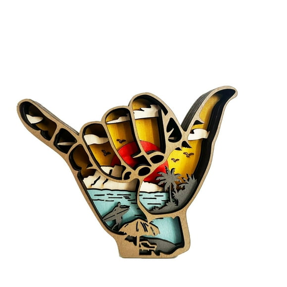 Wooden Wall Sign Loose Sign Hawaii Hand Sign Hand Shape Finger Nursery Room Decor Wall Decor For Home Living Room Kitchen Bathroom Bedroom Decoration