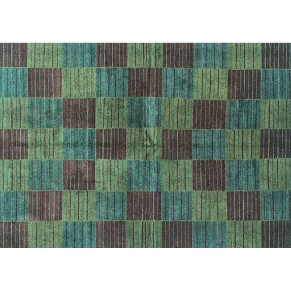 Ahgly Company Indoor Rectangle Checkered Light Blue Modern Area Rugs, 6' x 9'