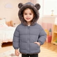 thumbnail image 2 of Reversible Hooded Winter Jacket for Girls Thick Double-Lined Coat with Bear Ears Warm Toddler and Kids Outerwear, 2 of 5