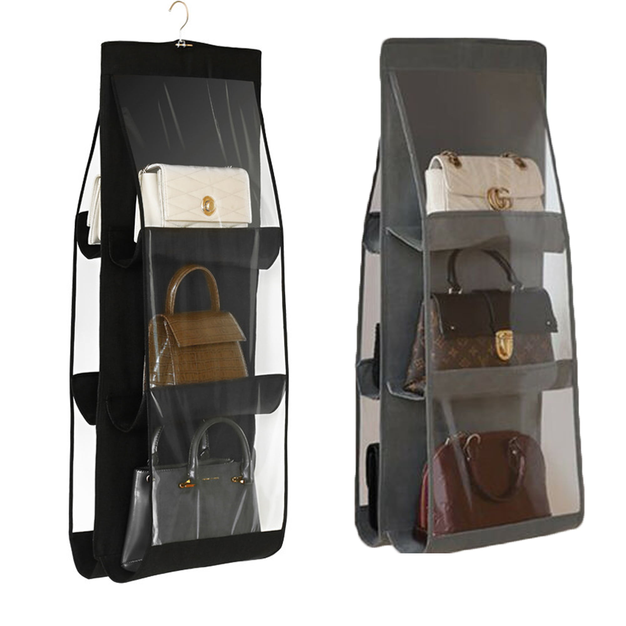Hanging Handbag Organizer 6 Pocket Shelf Bag Storage Holder Wardrobe Closets - 0 ...