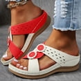 thumbnail image 2 of Dakaela Women Orthotic Slides Comfortable Walking Sandals Arch Support Bohemian Summer Shoes Red 6, 2 of 7