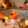 thumbnail image 6 of Miwamany Halloween Ghost Pumpkin Ceramic Dessert Bowl, Footed Ice Cream Snack Dish for Thanksgiving Fall Table Decor, Cute Spooky Serving Bowl 3.4x3.7x3.9in, 6 of 6