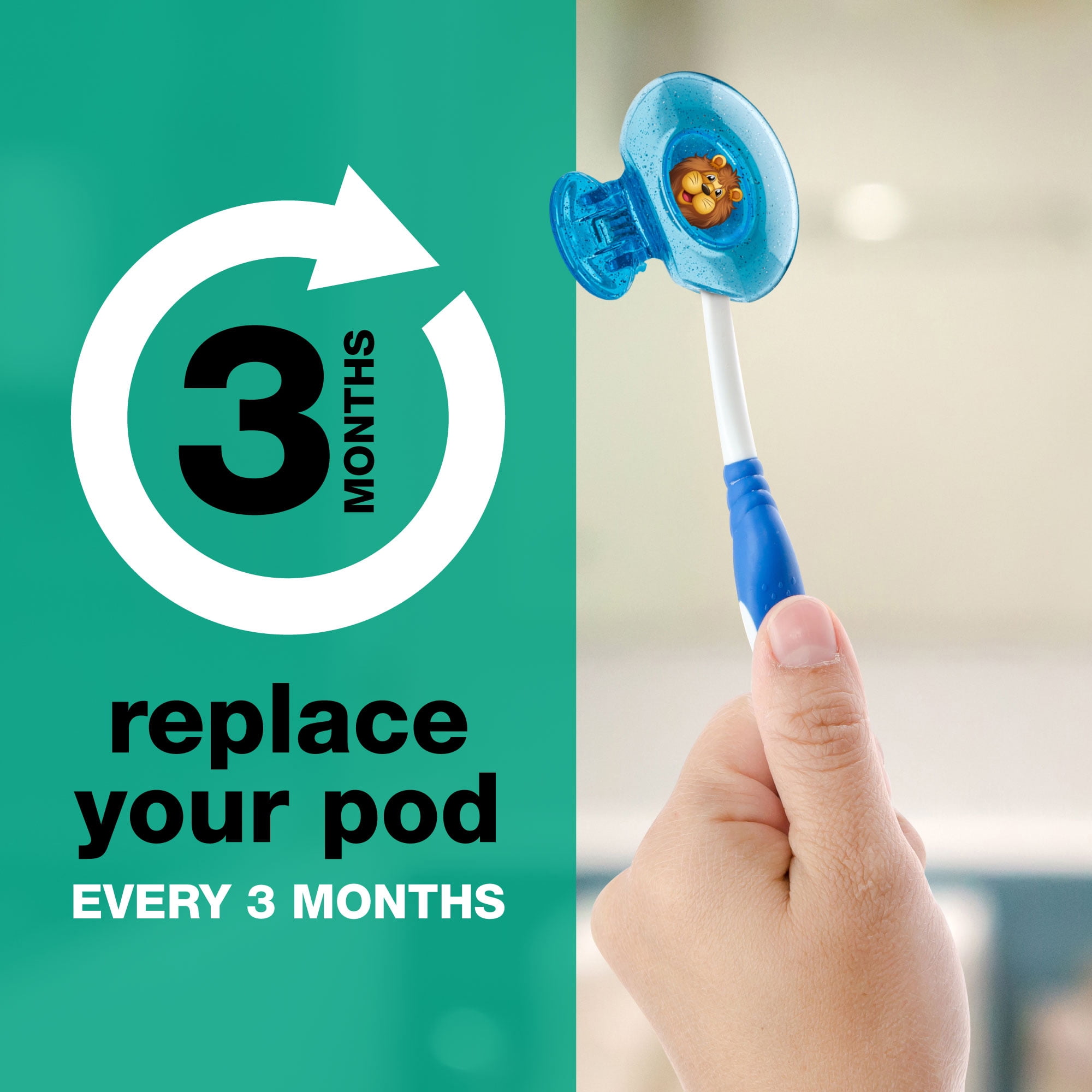 Steripod Clip-on Toothbrush Protector, Red and Blue Glitter, for Kids, 2 Count