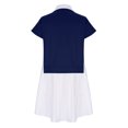 thumbnail image 6 of BLVB Womens Summer Sweatshirt Dresses Short Sleeve V Neck Casual Oversized Patchwork Pullover Tops Flowy Mini Dress, 6 of 6