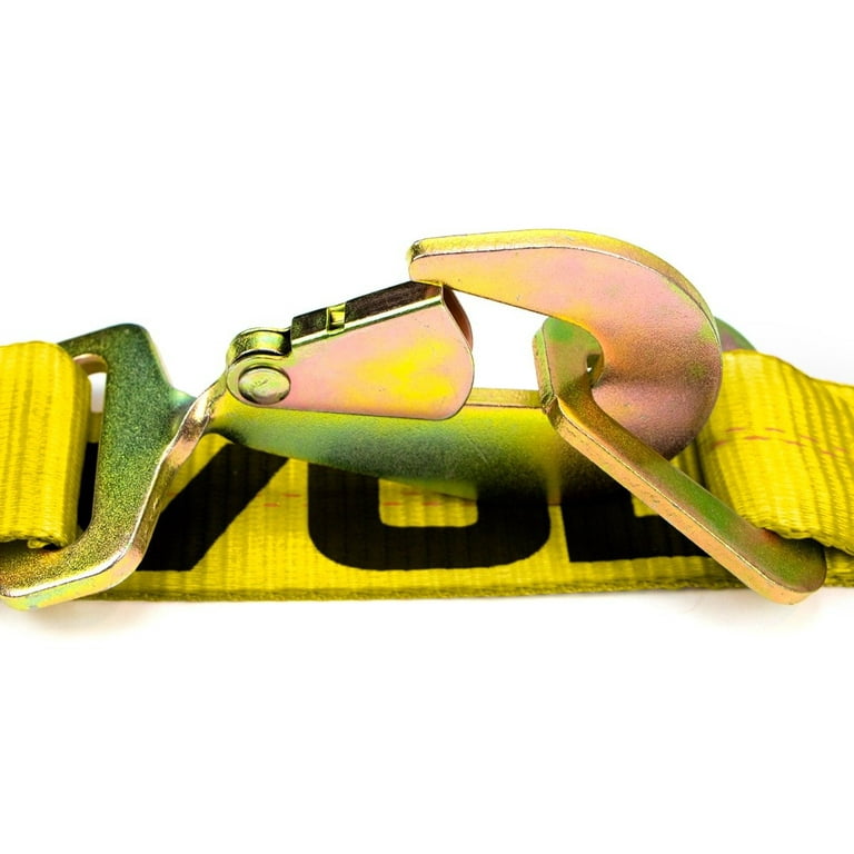 VULCAN Axle Tie Down Combo Strap, Snap Hook Ratchet, 2 inch x 114 inch, 4  Pack, Yellow, 3300 Lbs SWL