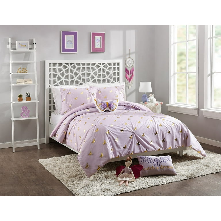 Jessica Simpson Kids Fiona Unicorn Purple Twin 3 Piece Comforter Set Walmart