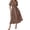 Brown, variant on sicmoss Women's Brown Cotton Boho V-Neck Tunic Dress Short Sleeve Long Loose with Pockets Summer