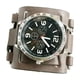 thumbnail image 2 of Reloj de pulsera para hombre, de cuero, con números romanos, correa ancha, estilo punk hip hop. Marrón, 2 of 9