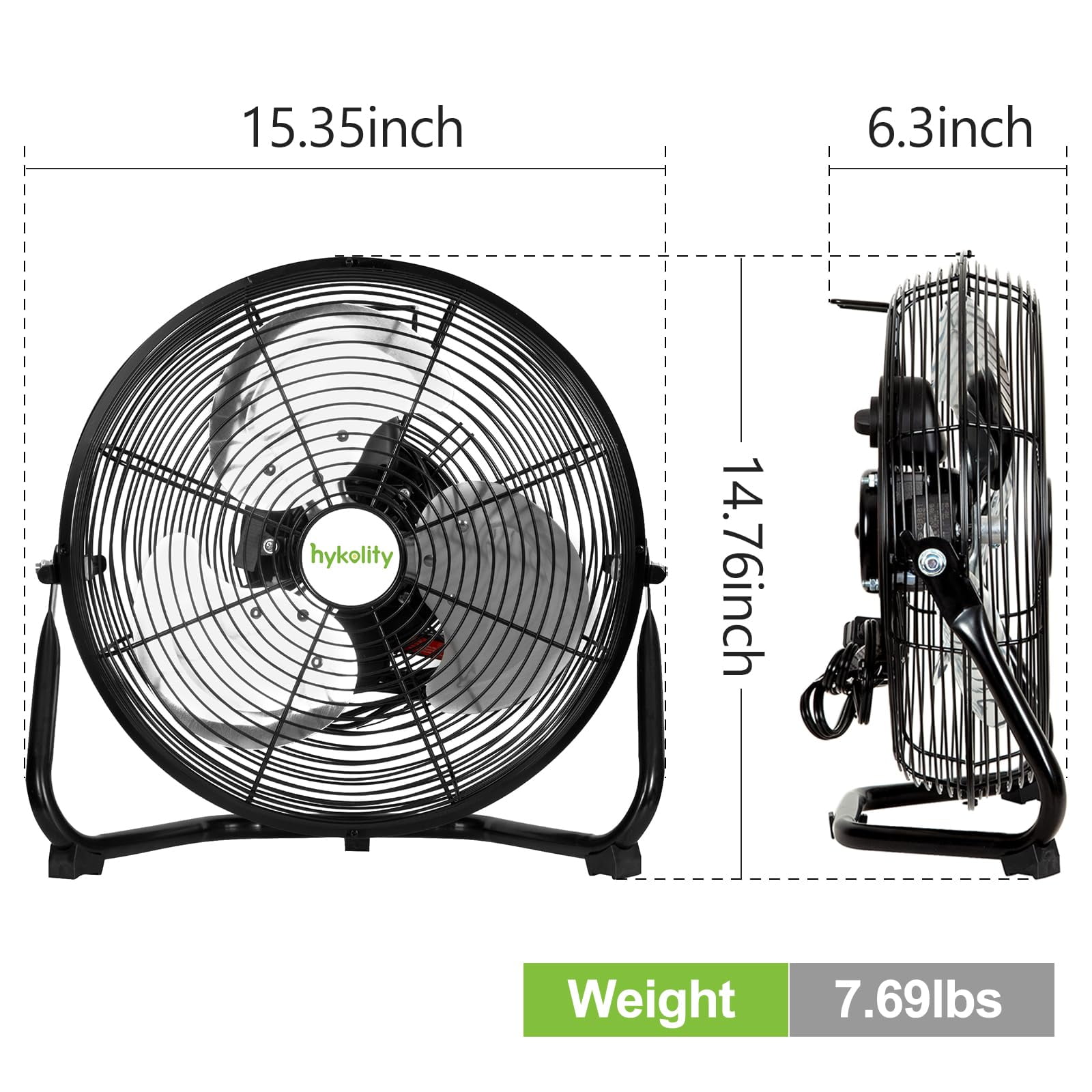 Achazel 12" 3-Speed Heavy Duty Metal Floor Fan - 1680 CFM High Velocity, 180° Tilt, UL Listed