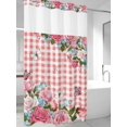 thumbnail image 2 of No Hook Shower Curtain with Snap-in Liner, Pink Spring Floral Waterproof Fabric Bathroom Curtains, Watercolor Flowers Butterfly Checkered Bath Curtains & Mesh Top Window 54"x78", 2 of 9