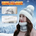 thumbnail image 2 of Audhol Hooded Scarf for Women Womens Earmuffs Add Flocking Thermal Cycling Warm Winter Hat Knitting Scarf Hat Beanie Face Mask Combo White One Size, 2 of 4