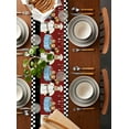 thumbnail image 2 of ERUNPONLY Fat Chef Table Runner - 72 Inch Long Black White Checkered Farmhouse Red Kitchen Cook Cotton Linen Blended Dress Scarves Farmhouse Table Runner for Kitchen Dining, Coffee Table, 16"x72", 2 of 8