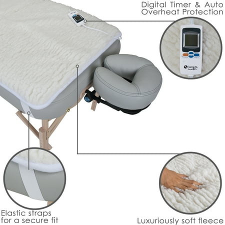 EARTHLITE Massage Table Warmer Deluxe - Digital Timer, 1? Fleece Heating Pad, Auto Overheat Protection