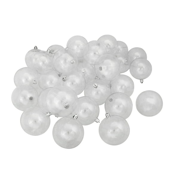 Northlight Shatterproof Shiny Christmas Ball Ornaments - 3.25" (80mm) - Clear - 32ct