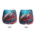 thumbnail image 3 of Gukieu Colorful Ocean Sea Turtle Print Women's Sports Shorts with Drawstring Elastic Waistband for Running, Yoga, Fitness-Small, 3 of 7