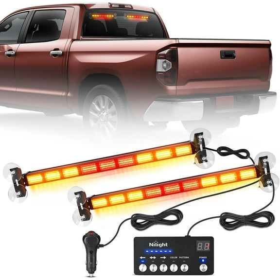 Nilight 162 LED Traffic Advisor Strobe Light Bar 2-in-1 Amber Red Emergency Warning Hazard Lights with Controller 4 Switchable Color 36 Flash Pattern for Trucks Cars Tow Plow