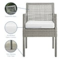 thumbnail image 6 of Contemporary Modern Urban Designer Outdoor Patio Balcony Garden Furniture Side Dining Armchair Chair, Set of Four, Fabric Rattan Wicker, Grey Gray White, 6 of 6