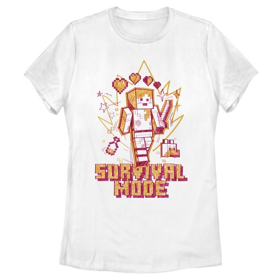 Women's Minecraft Survival Mode Sketch Graphic Tee White Medium