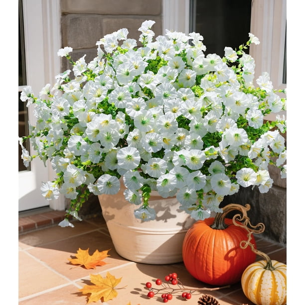 Flores artificiales Ivydale White Silk Morning Glory, 12 paquetes