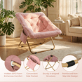 thumbnail image 4 of Pirecart Foldable Lazy Chair, Soft Faux Fur Reading Chair for Living Room, Large size Comfy Saucer Chair, Pink, 4 of 9