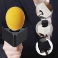 thumbnail image 2 of 3D Microphone Logo Cube Stand with White Square Base, Modern Design for Studio, 2 of 4
