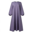 thumbnail image 4 of ZANZEA Women Round Neck Puff  Long Sleeves Muslim Raya Solid Color Party Casual Kaftan Long Dress, 4 of 6