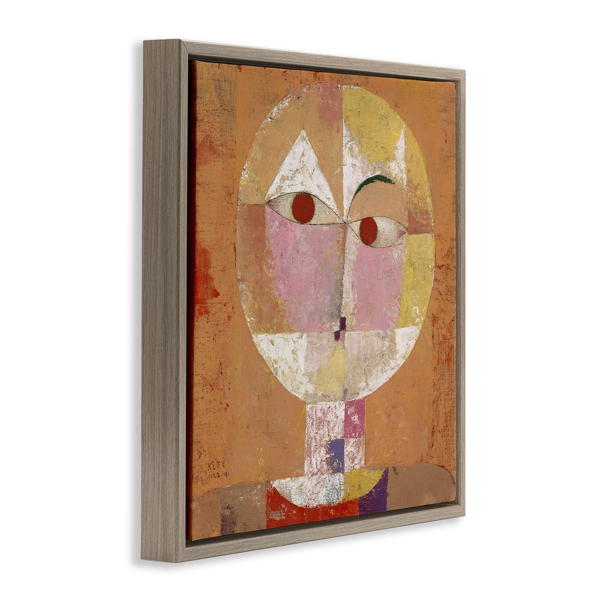 Stupell Industries Classic Senecio Paul Klee Abstract Painting Brown Floater Framed Canvas Art Print Wall Art, 18 x 18