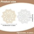 thumbnail image 2 of 30PCS Hand Crochet Lace Doilies (White & Beige 2.9~3.2 inch) Round Lace Flower Petal Doilies Small Crochet Cotton Coasters Handicraft Knitted Petals, 2 of 6