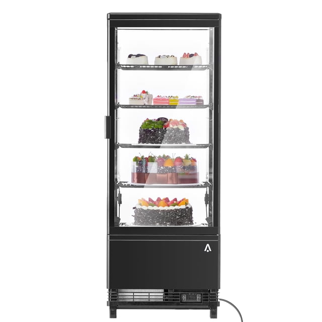 3.5 Cu Ft Commercial Pastry Display Refrigerator Countertop, Glass Door Cake Cooler with LED Lighting and Digital Control, Frost Free for Bakery Cafe, Black/White