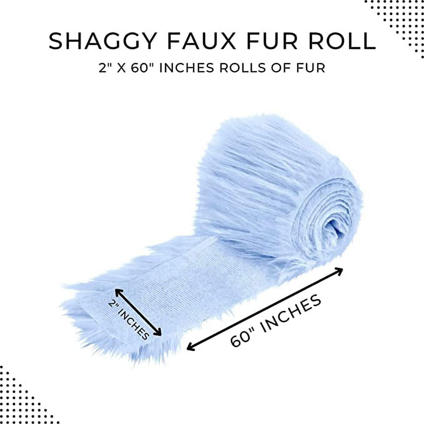Ice Fabrics Shaggy Mohair Faux Fur Fabric Strips Ribbon, Pre Cut Roll, 2 inch Wide by 60 inch Long - Baby Blue, Size: 2 x 60
