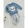 thumbnail image 3 of Bagilaanoe 2Pcs Toddler Baby Girl Boy Long Pants Set Embroidery Long Sleeve Sweatshirt Pullover Tops + Sweatpants 12M 18M 24M 3T 4T 5T Kids Casual Sweatsuits, 3 of 9