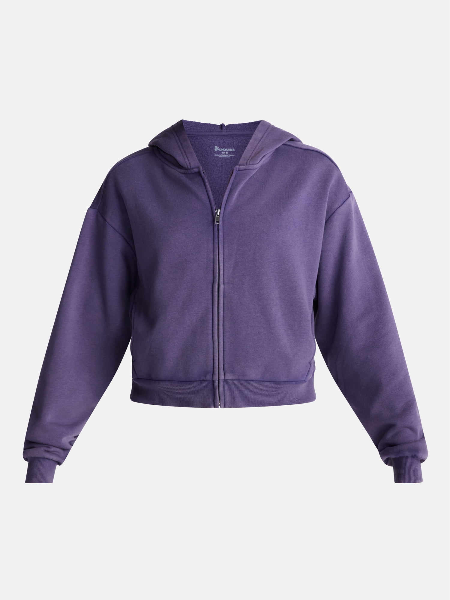 No Boundaries Boxy Zip Up Hoodie, Women's XXS-XXL