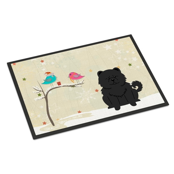 Christmas Presents between Friends Chow Chow Black Door Mat