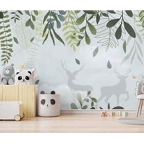 Muravie Kids Room with Flowers and Deer 3D Wallpaper