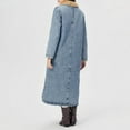 thumbnail image 5 of Women's Long -Shearling Lined Denim Jacket Oversized Button Down Maxi Jean Coat Classic Lapel Outercoat, 5 of 9