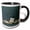 Black/White, variant on 3drose, Image of Beautiful Dark on Aqua Green Damask Design, Off White Flowers, 15oz Mug