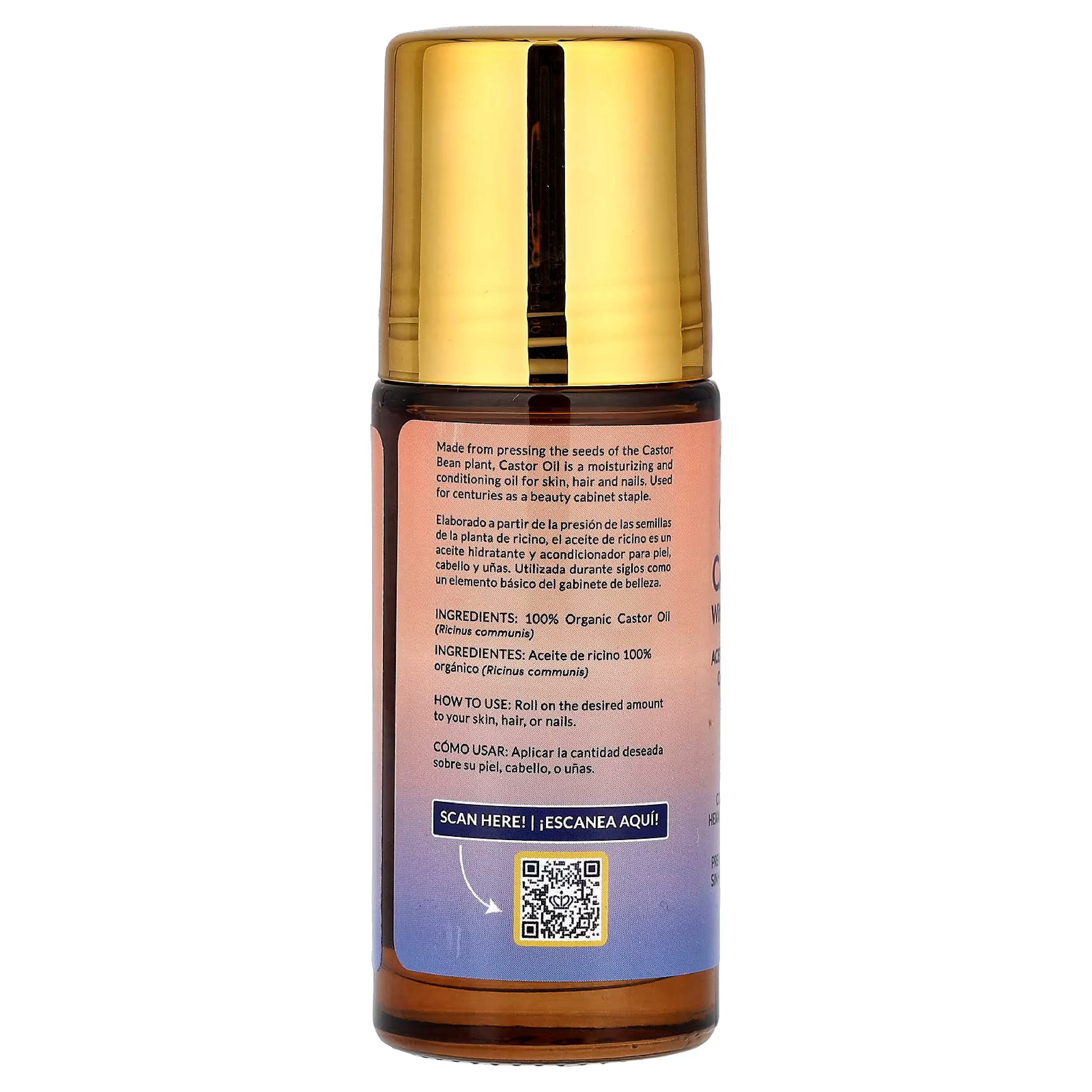 Queen of the Thrones Castor Oil Rose Quartz Roll-On, Travel-Friendly, 1.7 fl oz