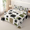 thumbnail image 3 of Castle Fairy Watercolor Brush Rectangle Quilt Full 3-Piece,Abstract Linear Mark Full Bedspread Sets,Olive Beige Black,1 Coverlet and 2 Pillowcases, 3 of 7